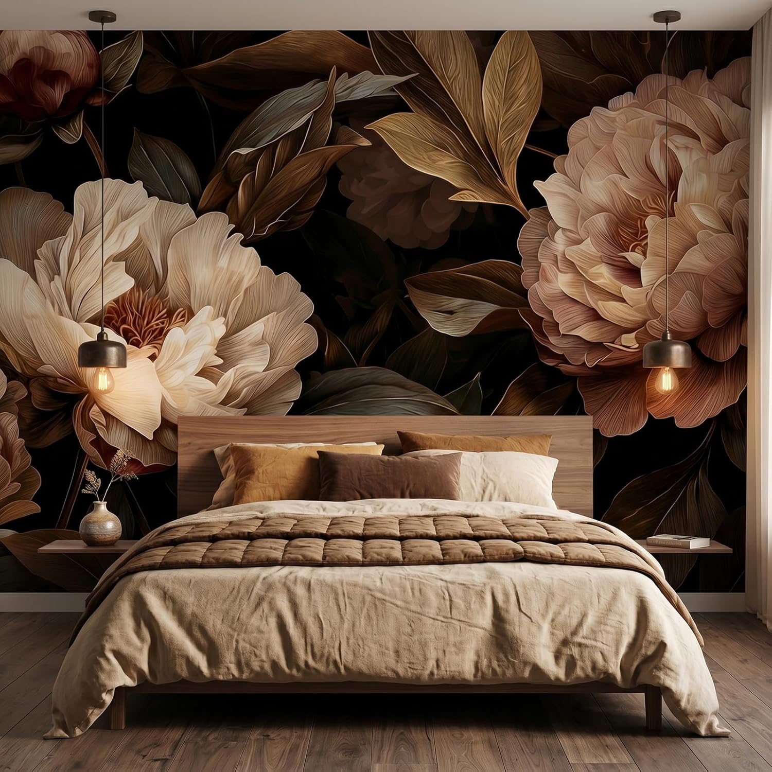 Wall Scroll Tapestry - Elegant Peony Floral Tapestry Wall Hanging