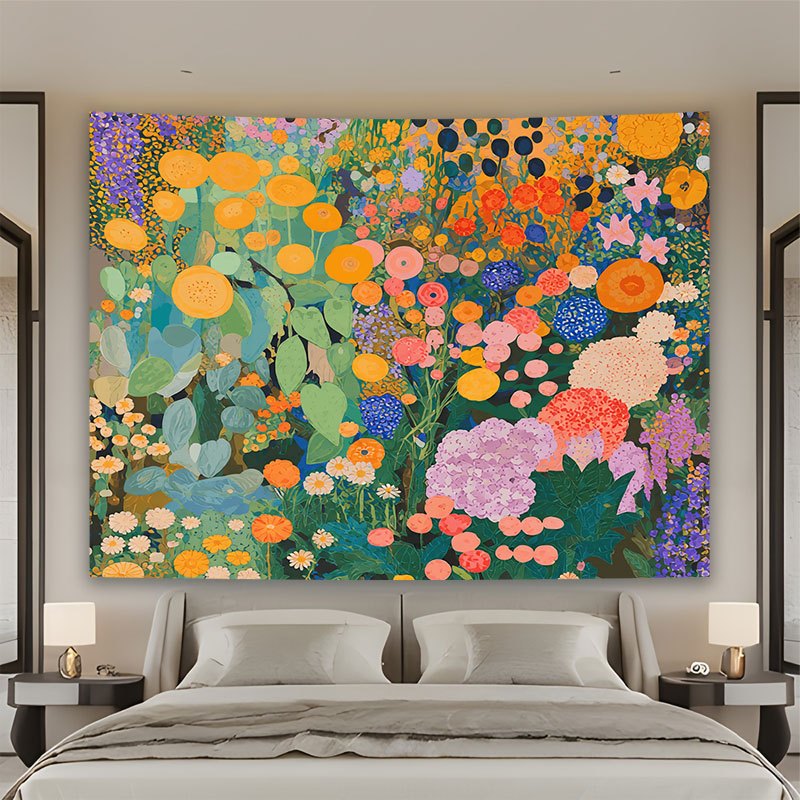 Wall Scroll Tapestry - Horizontal Floral Tapestry Wall Hanging Suitable