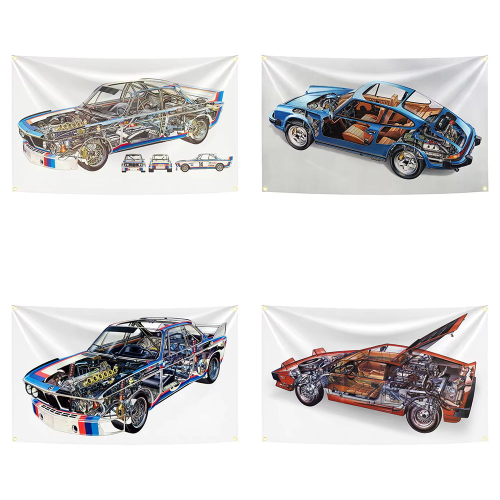 Wall Scroll Tapestry - 90x150cm Cool Classic Racing Car Sectional