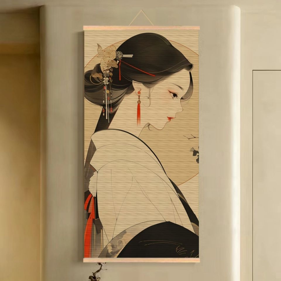 Wall Scroll Tapestry - Handmade Bamboo Scroll Tapestry Wall Hanging,
