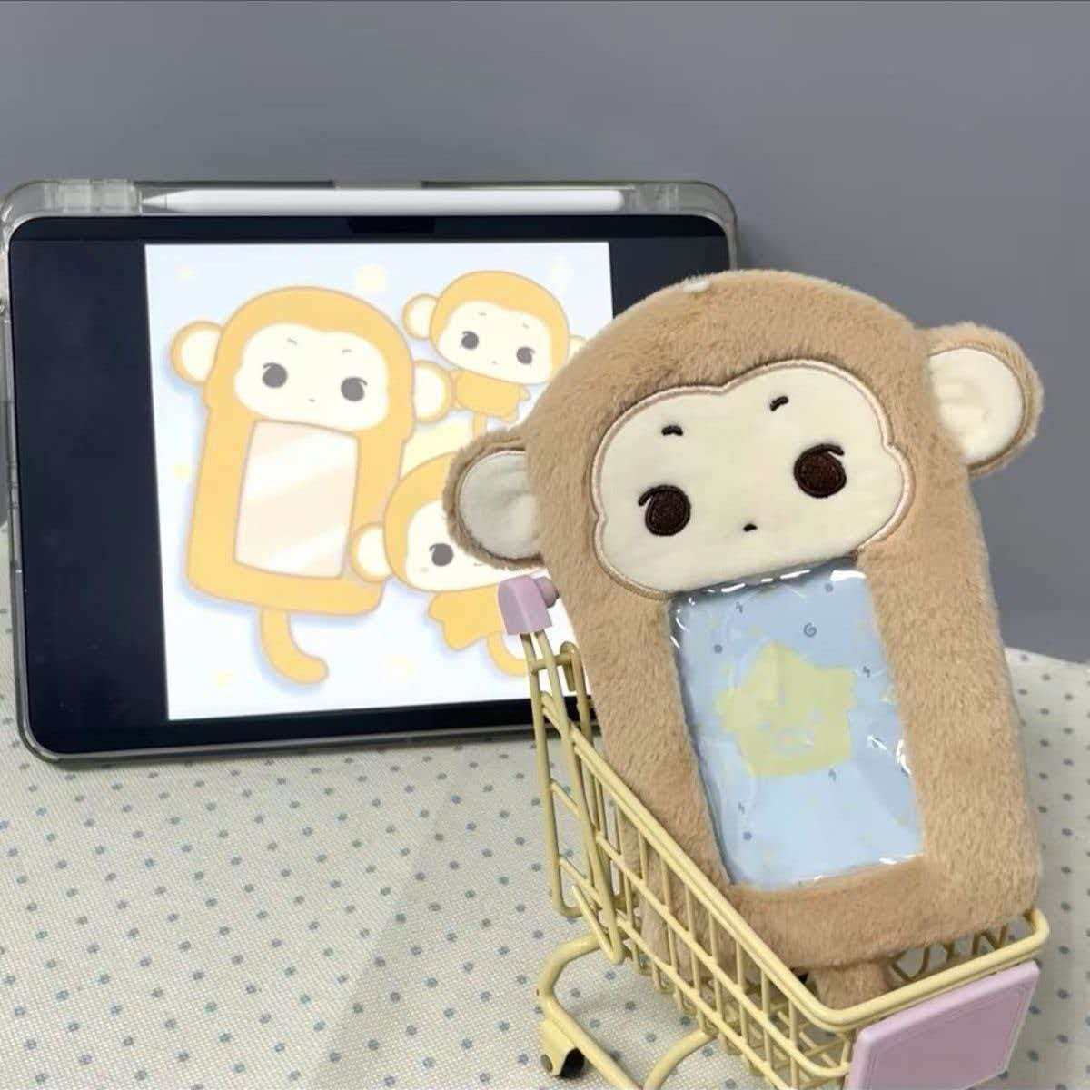 Anime Fan Merchandise - 1pcs Cartoon Little Monkey Plush Card