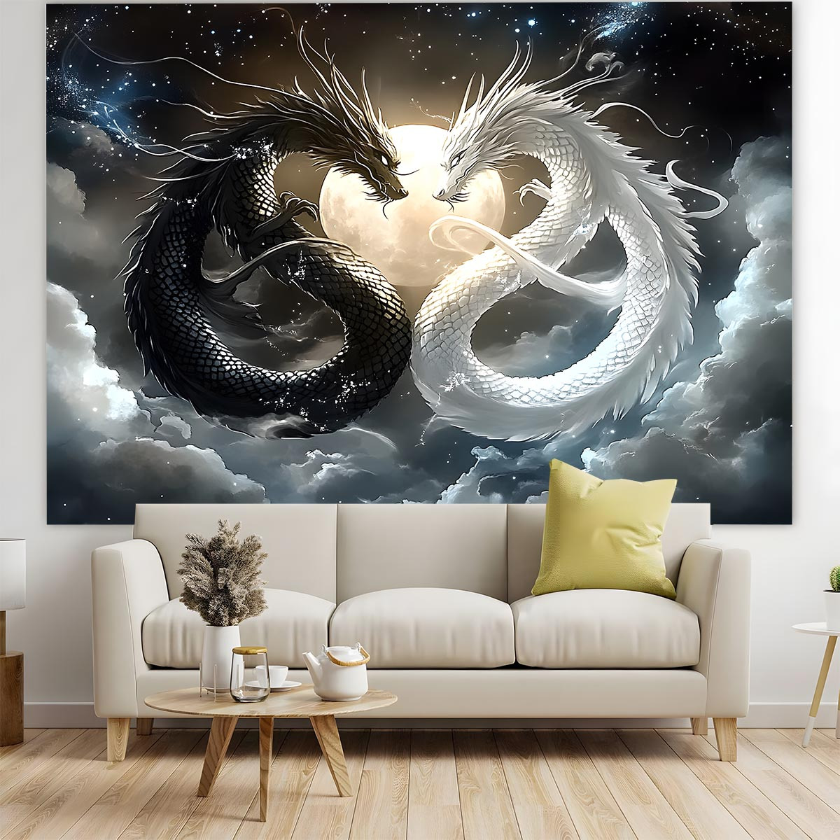 VIKAMA Yin Yang Double Dragon  - огляд і ціна Wall Scroll Tapestry