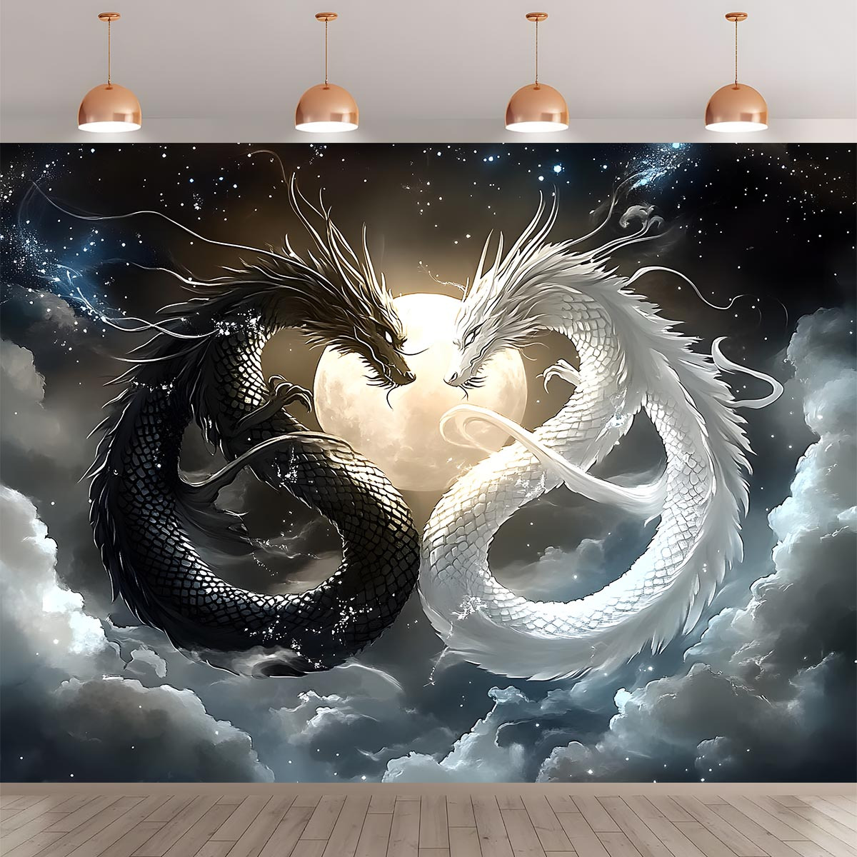 VIKAMA Yin Yang Double Dragon  - огляд і ціна Wall Scroll Tapestry