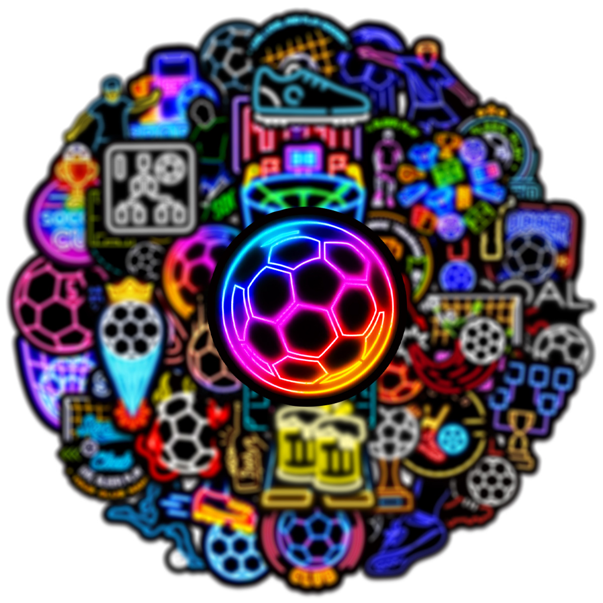 50-Pack Neon Soccer Graffiti S - огляд і ціна Sticker Sheet Set